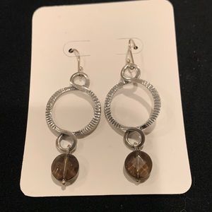 Silpada sterling silver earrings with smoky topaz drops on French wires.